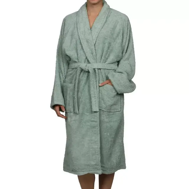 Small Cotton Terry Adult Unisex Bathrobe in Sage