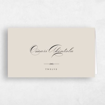 Beige Typography Wedding Place Card - Perseus