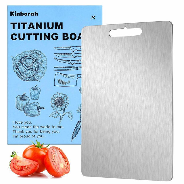 100% Pure Titanium Cutting Board - Cutting Boards for Kitchen, Dishwasher Safe Double-Sided Titanium Board for Home Kitchen Outdoor Camping Christmas Holiday Gifts for Women Wife (16 x 11)