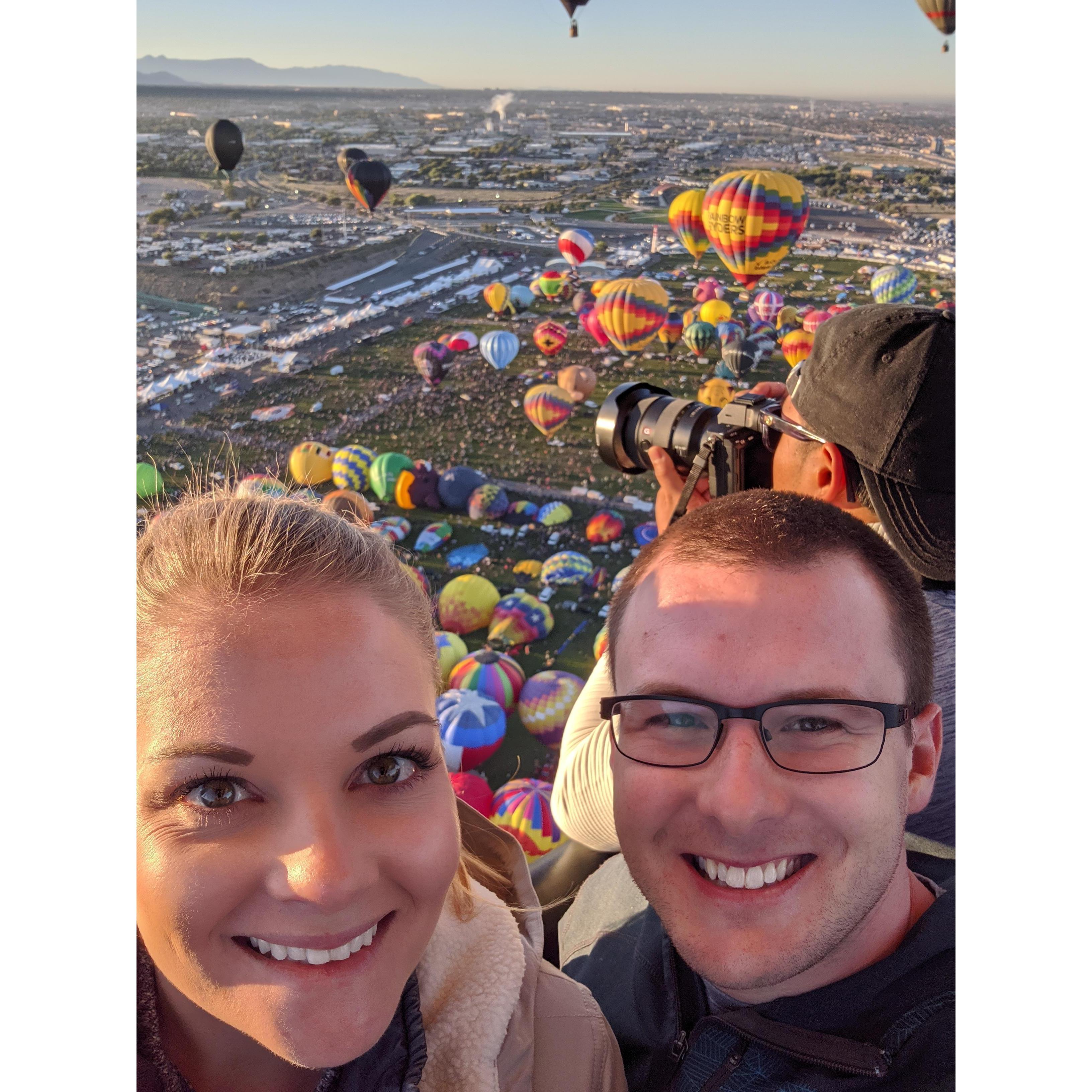 Taking off in the hot air balloon!