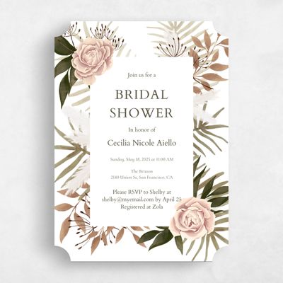 White Ticket Wedding Wedding Shower Invitation - Segovia Portrait