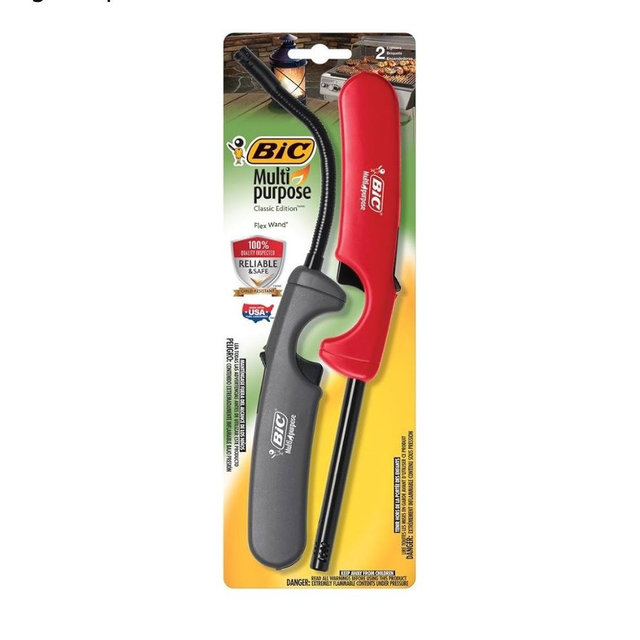 BIC Multi-Purpose Classic Edition Lighter & Flex Wand Lighter, 2-Pack (Colors May Vary)