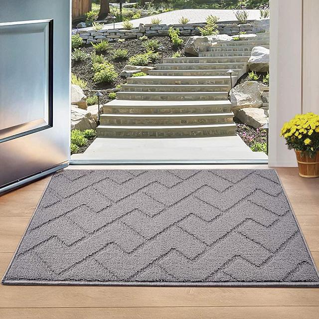 Indoor Doormat,Front Back Door Mat Rubber Backing Non Slip Door Mats 20”x31.5” Absorbent Resist Dirt Entrance Doormat Inside Floor Mats for Entryway Machine Washable Low-Profile (Grey)