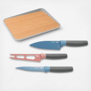 Leo 4-Piece Knife Set with Cutting Board