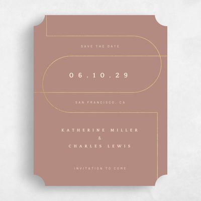 Brown Ticket Wedding Save the Date - Corwin Portrait Foil
