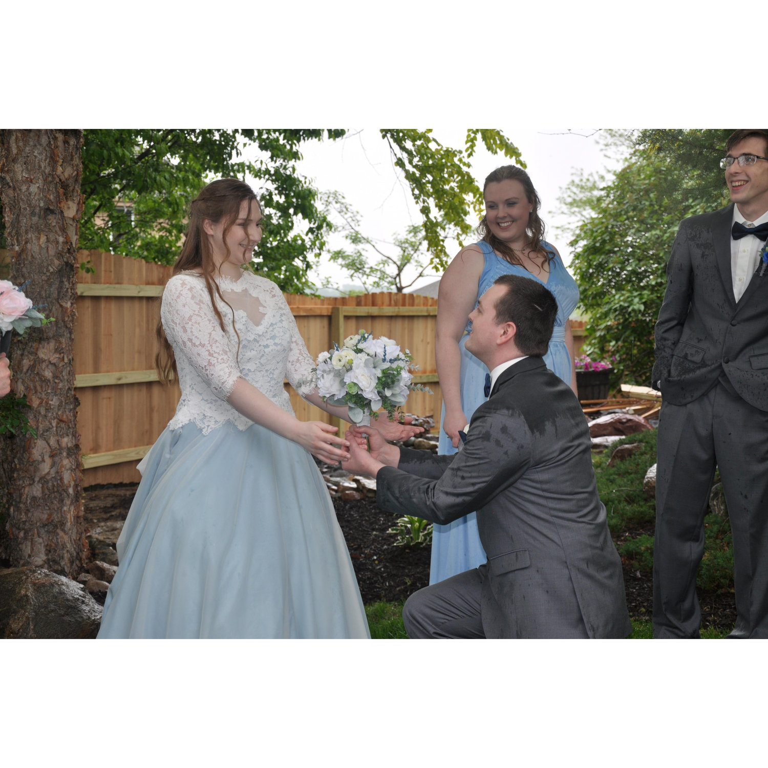 We were so very wet. It rained during the entire ceremony.