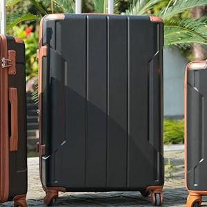 28 Inch Checked-Large Luggage with Wheels Aluminum Alloy Corner Hard Shell Suitcase TSA Luggage Suitcases for Travel Woman Men(Black Brown)