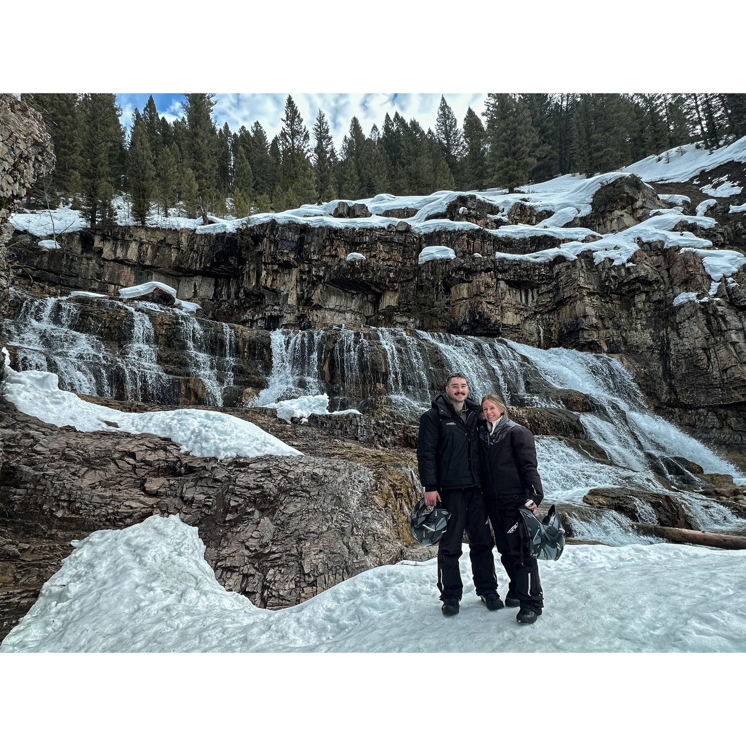 Snowmobiling tour we did in Jackson Hole, sat in a hot spring shortly after this!