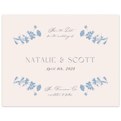 Dusty Blue Wedding Digital Save the Date - Dianora Landscape