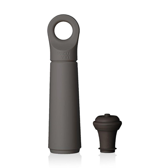 Vacu Vin Wine Saver Loop - Designed and Made in the Netherlands - Vacuum Wine Stopper Keeps Your Wine Fresh for up to 10 Days - Reusable, Made with 98% Recycled Material - 1 Pump, 1 Stopper, Graphite