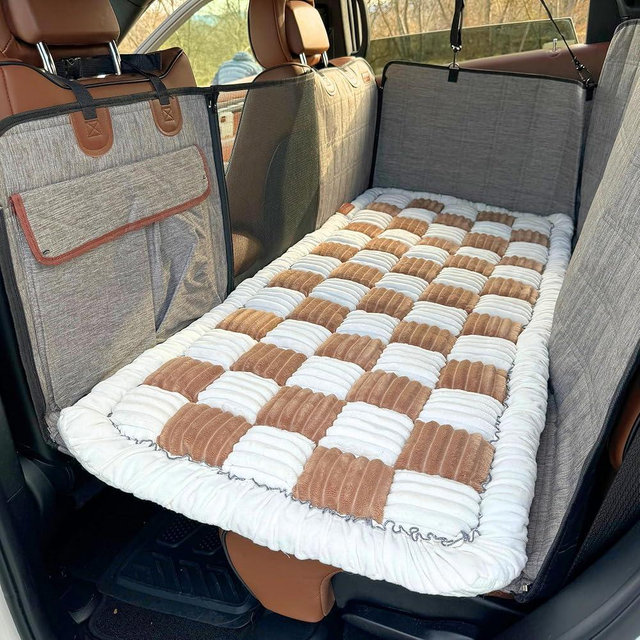 Plaid Dog Bed, Plaid Couch Cover, Non-Slip Bottom, Pet Bed Mat, Custom Fit for Backseat Extenders, and Seat Covers, Dog Travel Bed, Anti-Slip Pet Blanket