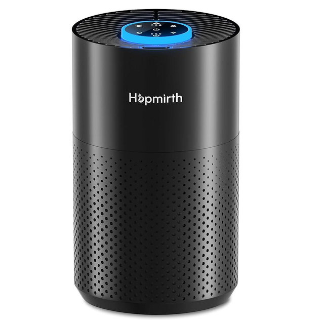 Hopmirth Upgraded Air Purifiers for Bedroom & Home with H14 True HEPA Filter, Covers Up to 1280ft², 360° Air Intake, Quiet Pet Air Purifier, Fragrance & Timer,Removes Smoke, Pet Dander & Pollen,Black