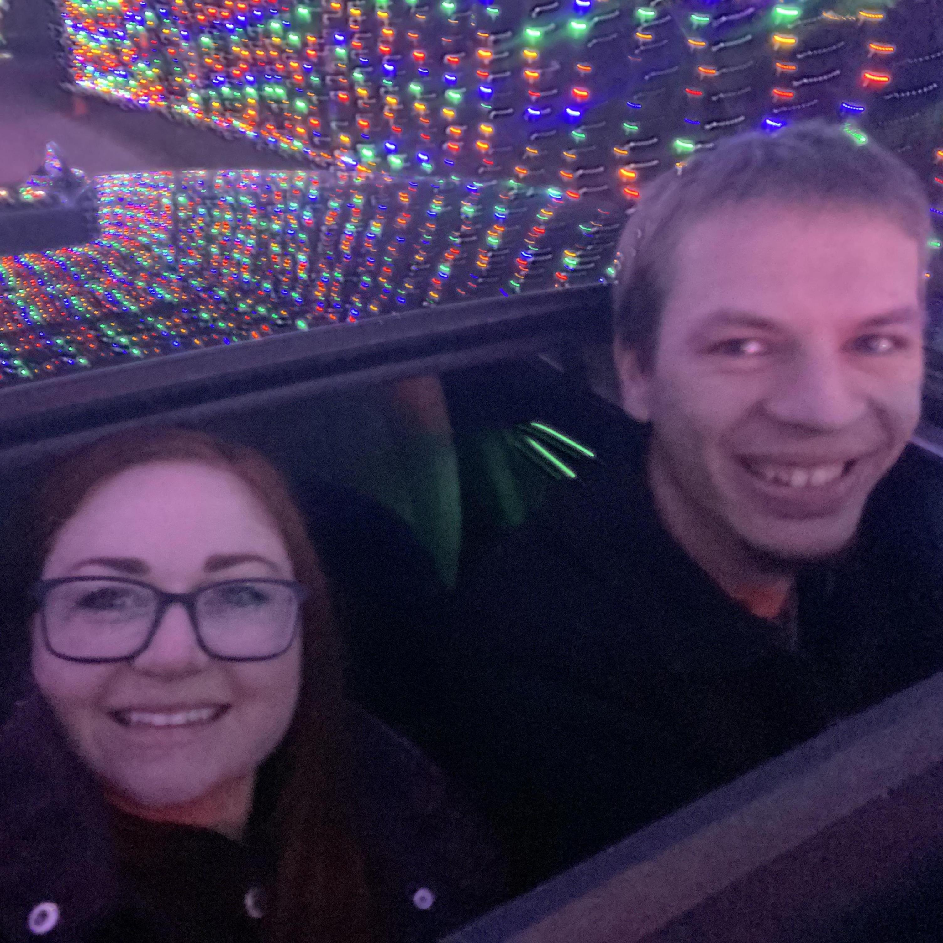 The time Matt surprised Alex by finding drive thru Christmas Lights (her favorite), and they proceeded to drive thru with their heads out of the sunroof.