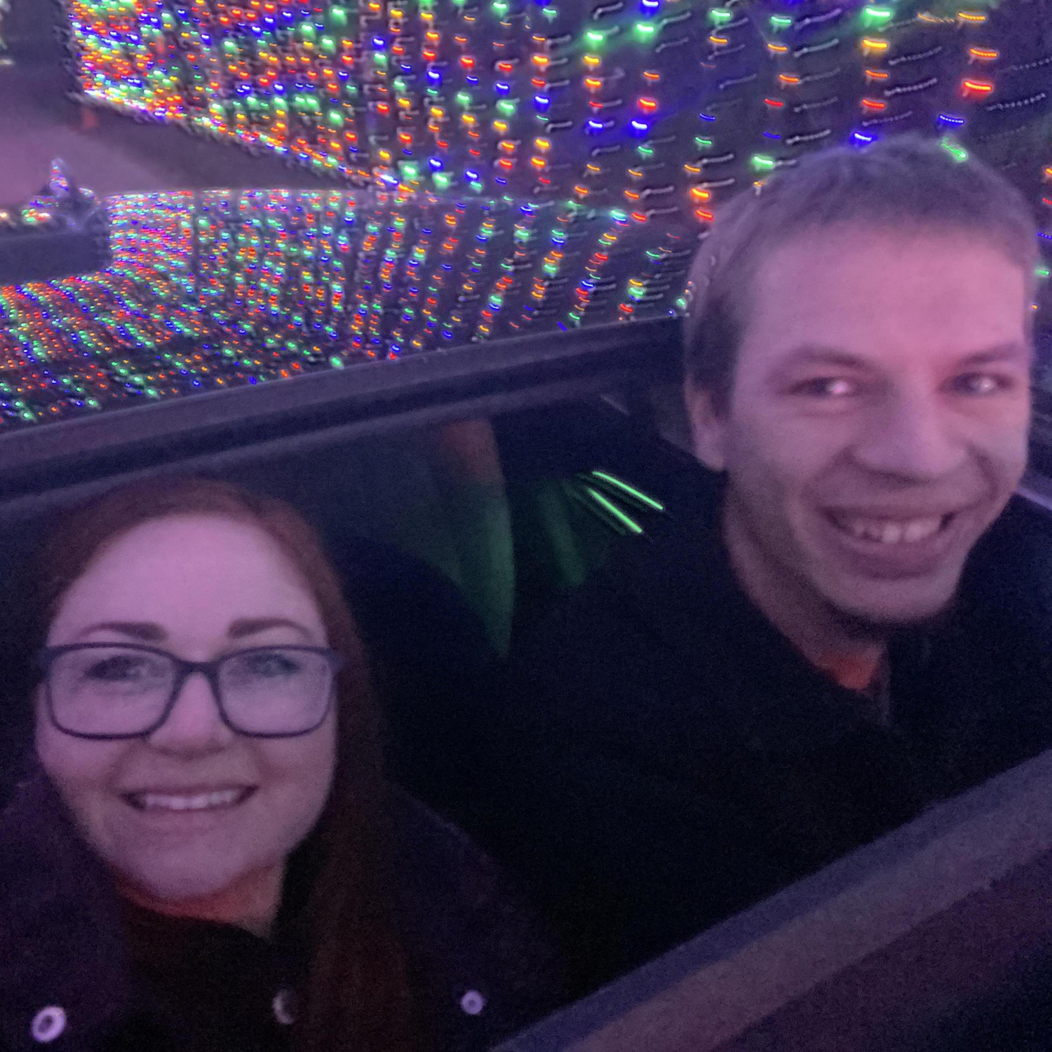 The time Matt surprised Alex by finding drive thru Christmas Lights (her favorite), and they proceeded to drive thru with their heads out of the sunroof.