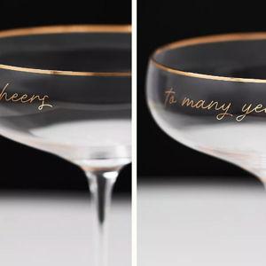 Cheers to Many Years Toasting Coupes, Set of 2