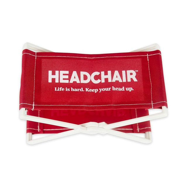HeadChair™ – Vintage Beach Lounger Headrest | Compact Folding Beach Pillow (Retro Red)