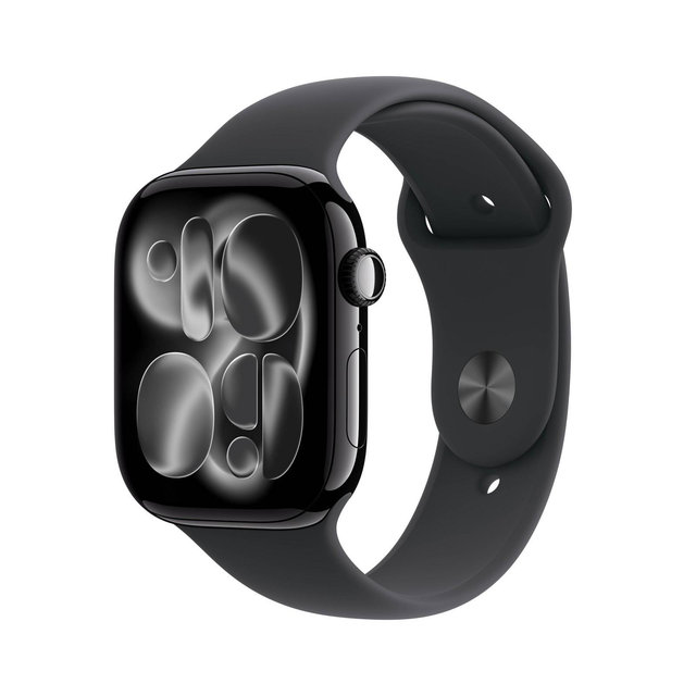 Apple Watch Series 11 GPS 46mm Jet Black Aluminum Case with Black Sport Band - M/L