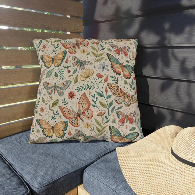 Vintage Floral Outdoor Pillow | Summer Patio Pillow | Botanical Pillow | Boho Country Farmhouse Outdoor Pillow | Waterproof Outdoor Cushion