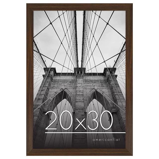 Americanflat 20x30 Poster Frame in Walnut with Polished Plexiglass - Horizontal and Vertical Formats with Included Hanging Hardware