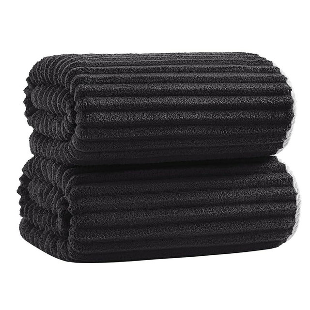 Robmic 40x80 Inches Bath Sheets Towels for Adults Luxury Microfiber Extra Large Bath Towels for Bathroom Super Soft Absorbent Quick Dry with Hanging Loop (Black,2PCS)
