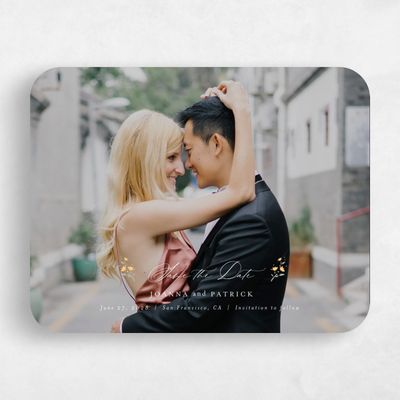 Yellow Rounded Wedding Save the Date - Regal Landscape