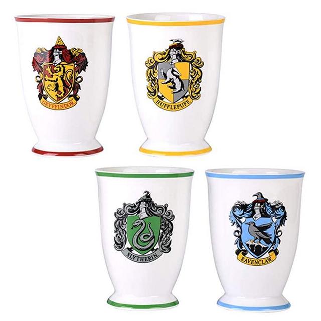 Harry Potter Mug Drinking Glass Goblet Cup Set 12 Oz. Hogwarts Houses (Gryffindor, Slytherin, Hufflepuff, Ravenclaw)