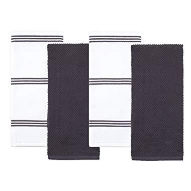 Sticky Toffee Cotton Terry Kitchen Dish Towel, Gray, 4 Pack, 28 in x 16 in