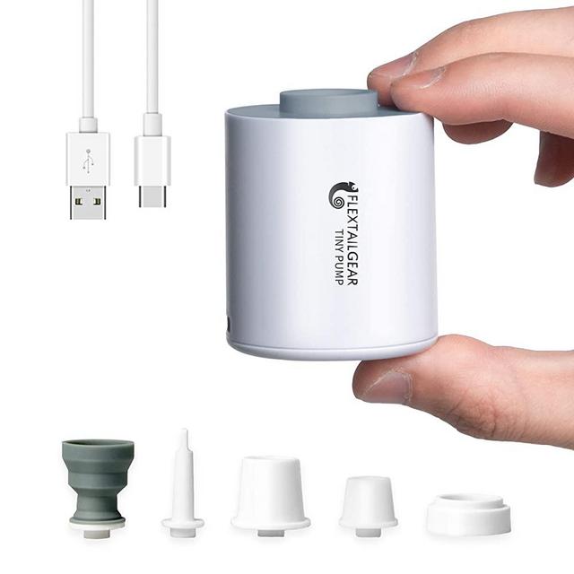 FLEXTAILGEAR Tiny Pump Portable Air Pump Ultra-Mini Air Pump with 1300mAh Battery USB Rechargeable to Inflate Deflate for Pool Floats Air Bed Air Mattress Swimming Ring Vacuum Storage Bags (Grey)