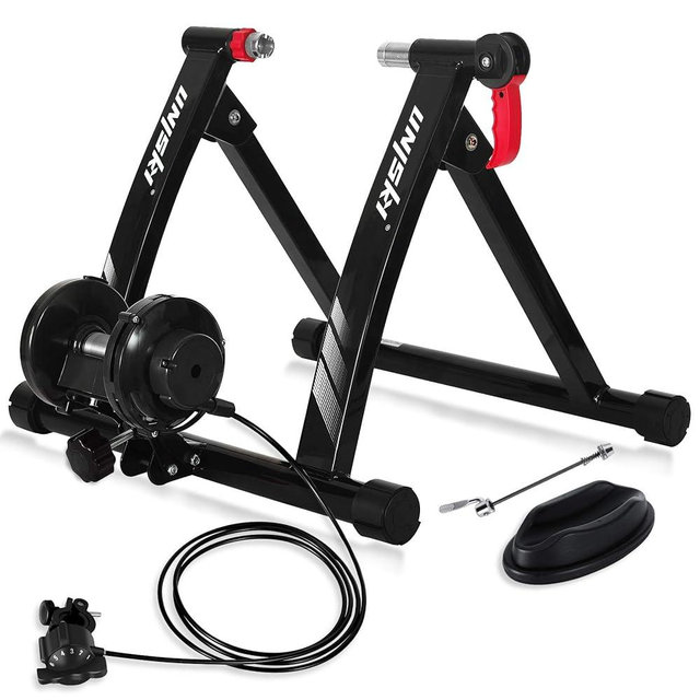 Unisky Bike Trainer Stand Indoor Bicycle Stand with Noise Reduction Magnetic Stationary Stand fits for 26-28inch, 700C Wheel