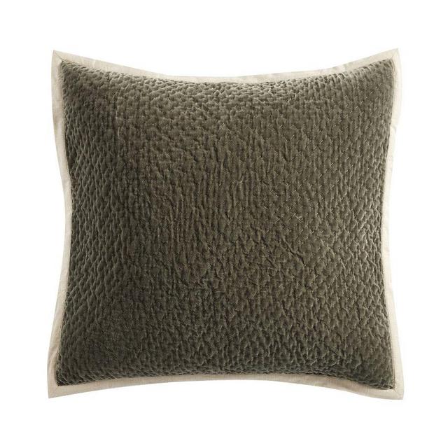 Cross Stitch Velvet Quilted Sham, Loden, Euro