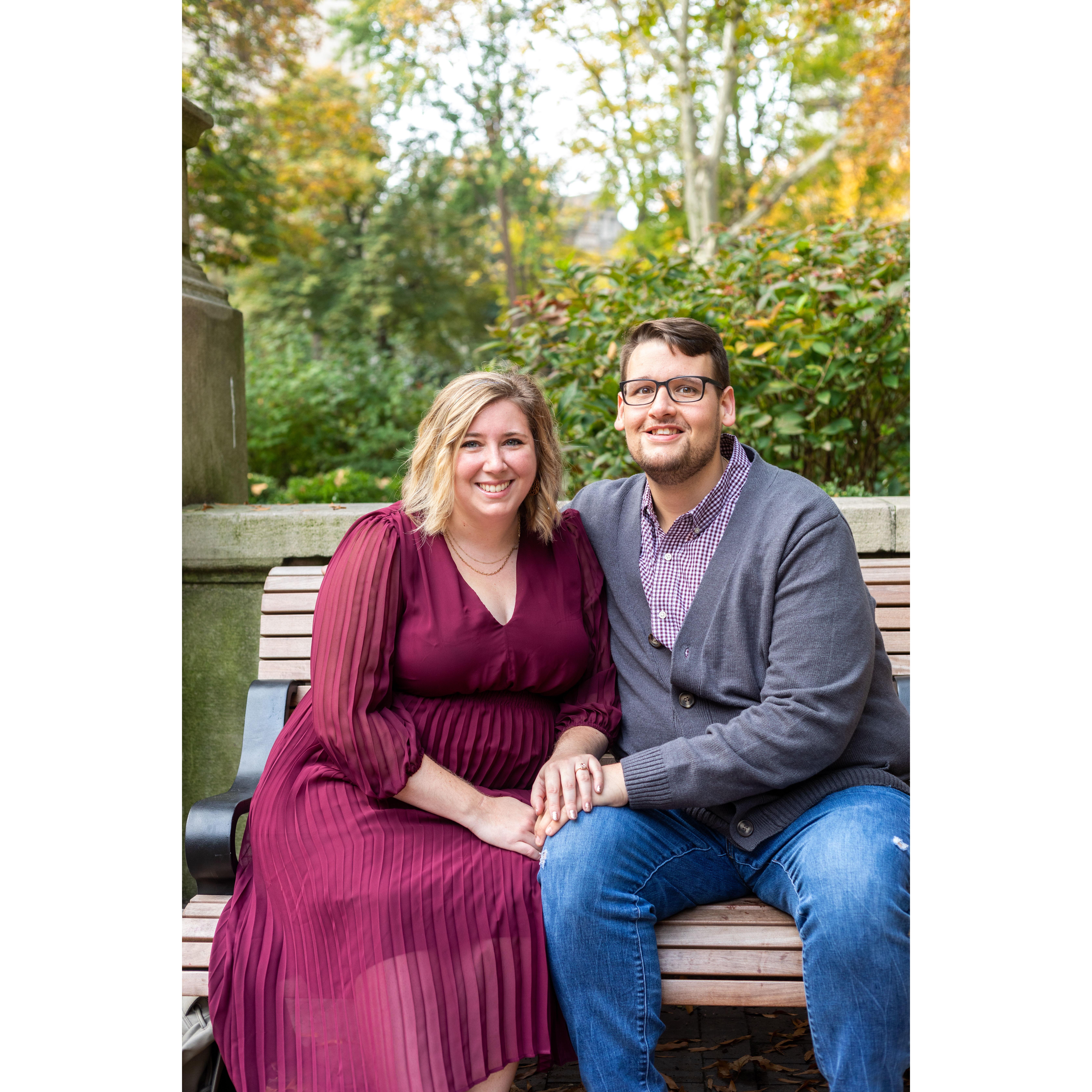 Engagement photos at Rittenhouse Square.