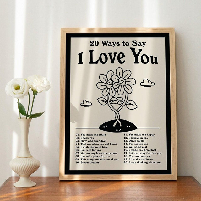 I love you Wall Print, Positive Affirmations, Black Digital Download Print, Vintage Wall Decor, Typographic Print, Trendy Art Printable