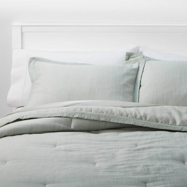 Full/Queen Family Friendly Comforter & Sham Set Mint Chambray - Threshold™
