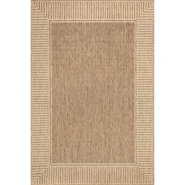 Nuloom Asha Simple Striped Indoor/Outdoor Area Rug, 6' 7" x 9', Light Brown