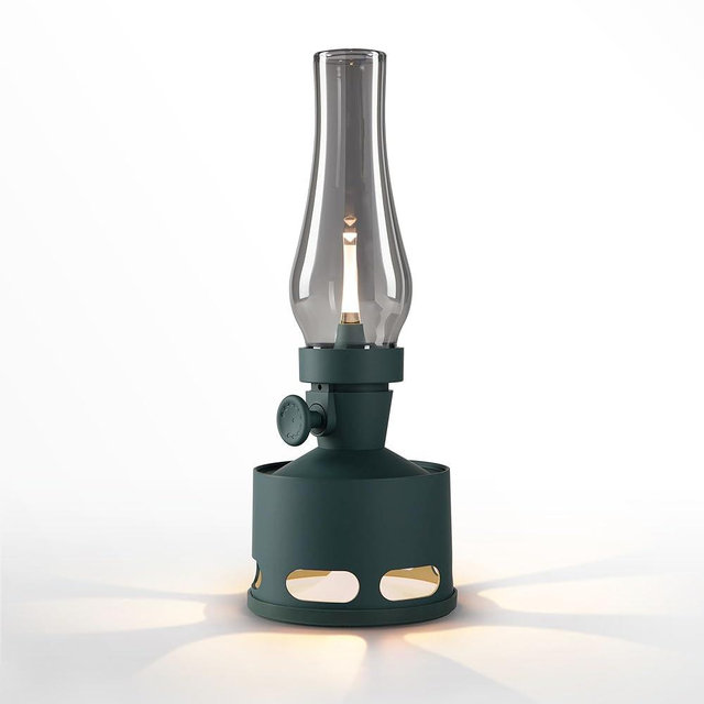 Tubicen Cordless Rechargeable Table Lamp, Vintage Battery Operated Oil Lamp Lantern, Smart Blow/Tilt Off, 10-Level Rotary Touch Dimmable Flameless Kerosene Desk Night Light for Home Bedroom Decor