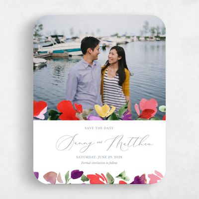 Red Rounded Wedding Save the Date - Springboro Photo