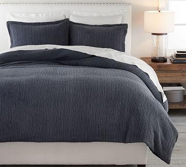 Honeycomb Cotton Duvet Cover Shams - Midnight