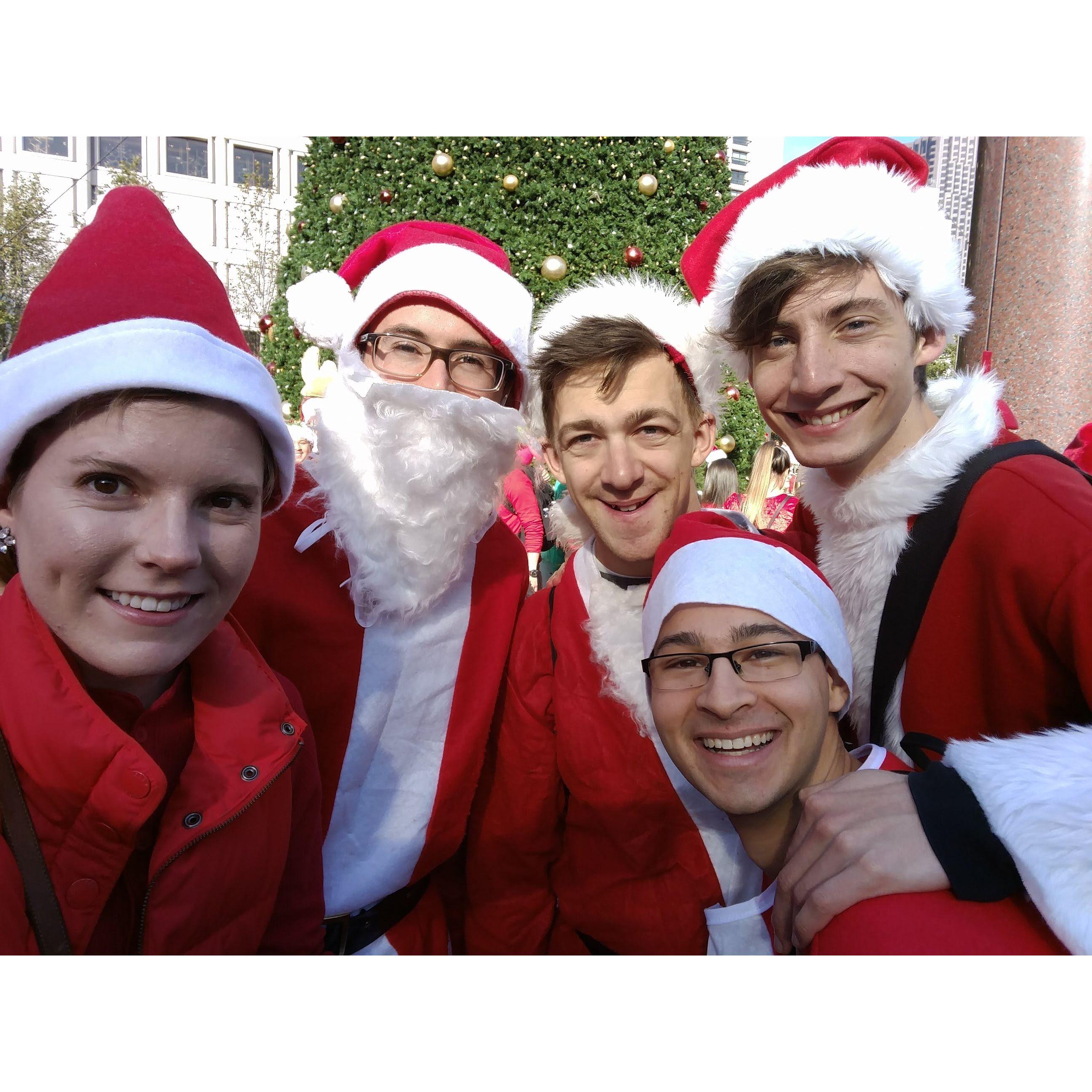 SantaCon with Cal Percussion friends, an SF tradition