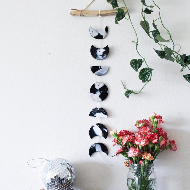 Black & White Moon Phase Wall Hanging