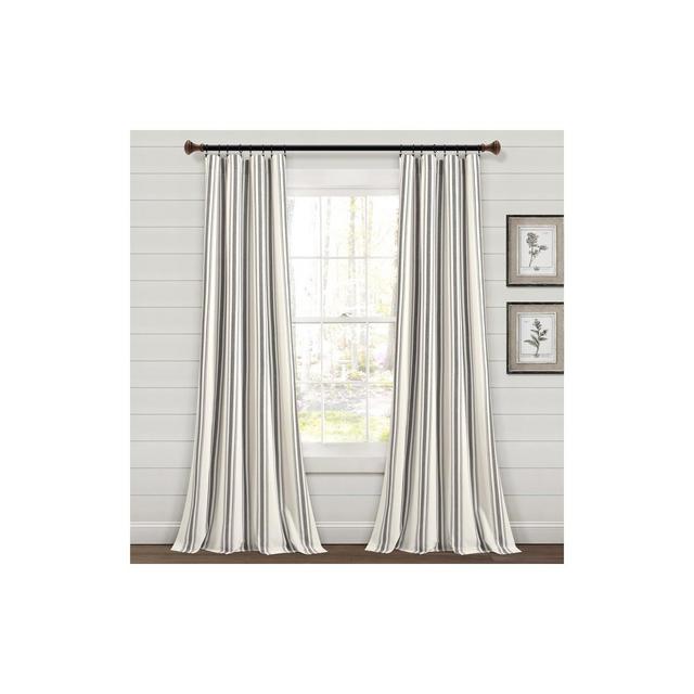 Home Boutique Farmhouse Stripe Yarn Dyed Cotton Window Curtain Panels - Dark Gray - 42 in W X 84 in L - Set of 2