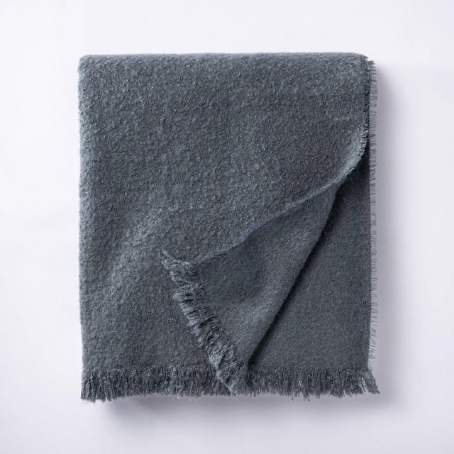 Boucle Faux Mohair Throw Blanket Blue - Threshold™ designed with Studio McGee