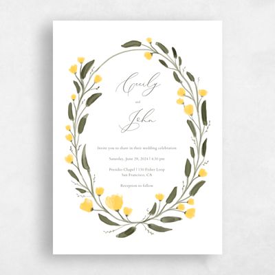 Yellow Wedding Invitation - Beale Wreath