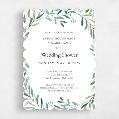 Green Scalloped Wedding Wedding Shower Invitation - Eastwick Wreath