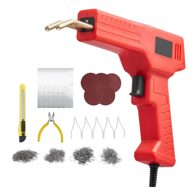 VEVOR Plastic Welder, 100W Plastic Welding Gun with 800PCS Hot Staples, Professional Hot Staple Welding Gun, Plastic Car Bumper Repair Kit, Red