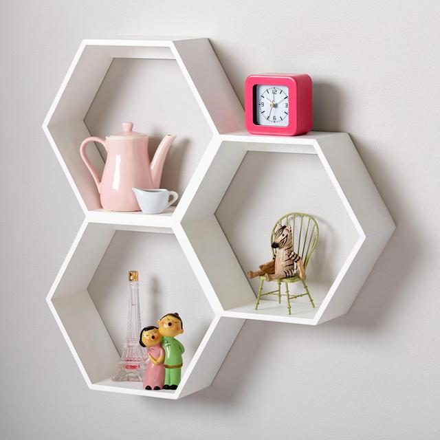 Honeycomb White Hexagon Shelf