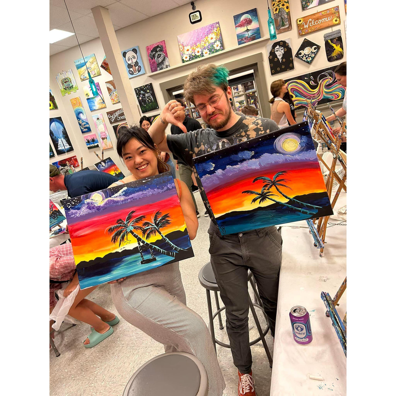 Painting with a Twist. Spencer planned this as a going out date, while I planned a mosaic at home!