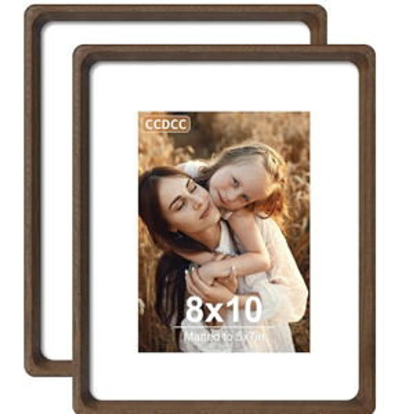 8x10 Picture Frame Set of 2, Natural Walnut Wood Solid Wood