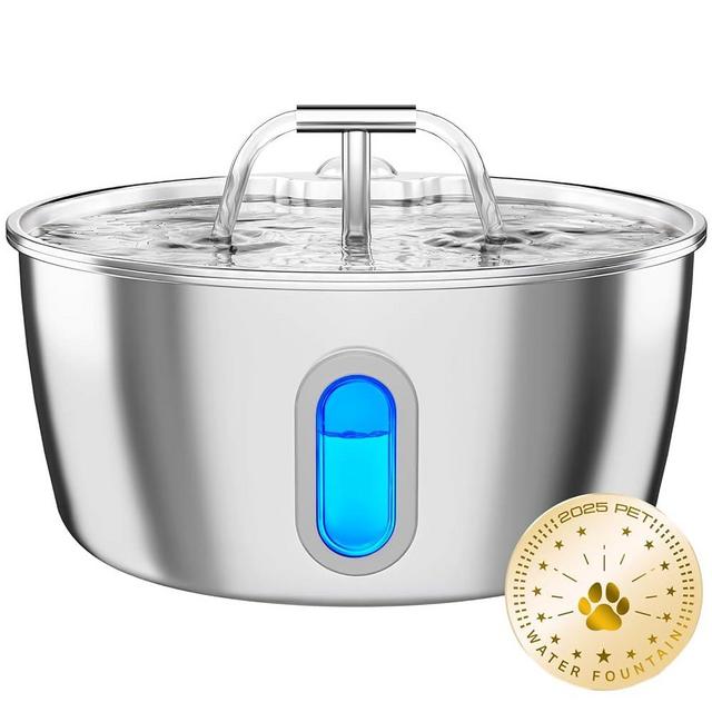 Cat Water Fountain Stainless Steel - 3.2L/108oz Pet Water Fountain for Cats Indoor - Automatic Pet Watering Dispenser (1 Filter)