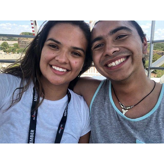 One of our first dates - what better place to share a kiss than on the Six Flags ferris wheel?