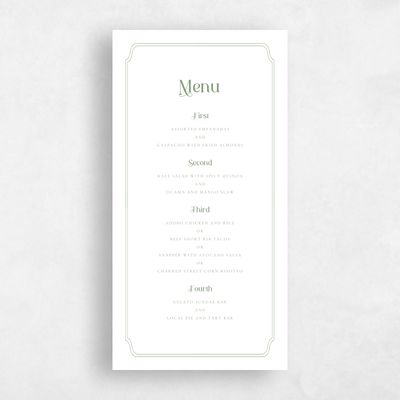Bright Sage, Green Wedding Menu - Brisbee